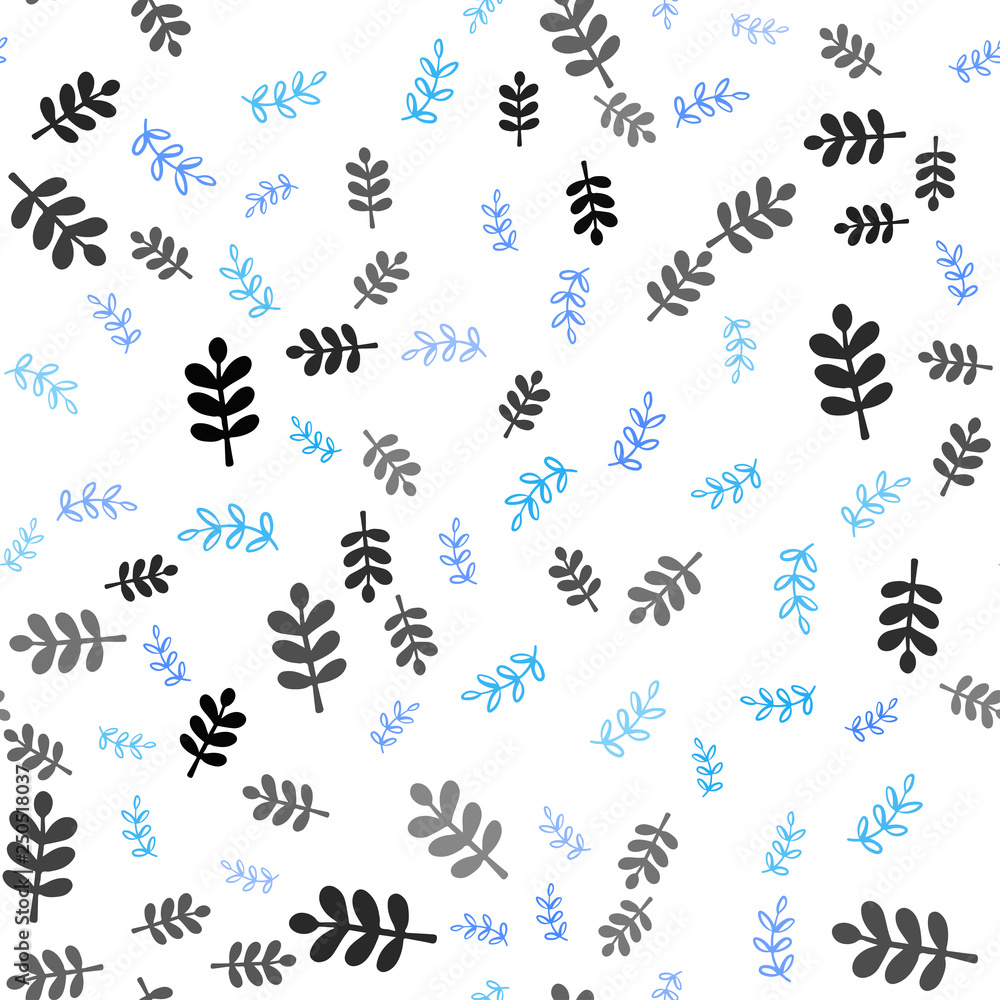 Light Pink, Blue vector seamless doodle pattern with leaves, branches. Light Pink, Blue vector seamless doodle pattern with leaves, branches.
