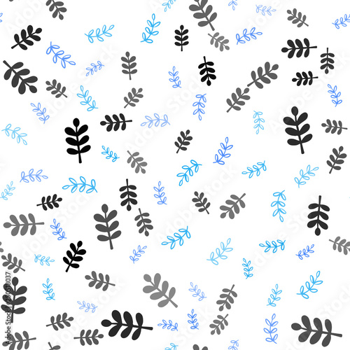 Light Pink, Blue vector seamless doodle pattern with leaves, branches. © smaria2015