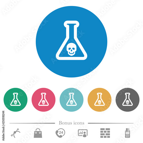 Dangerous chemical experiment flat round icons