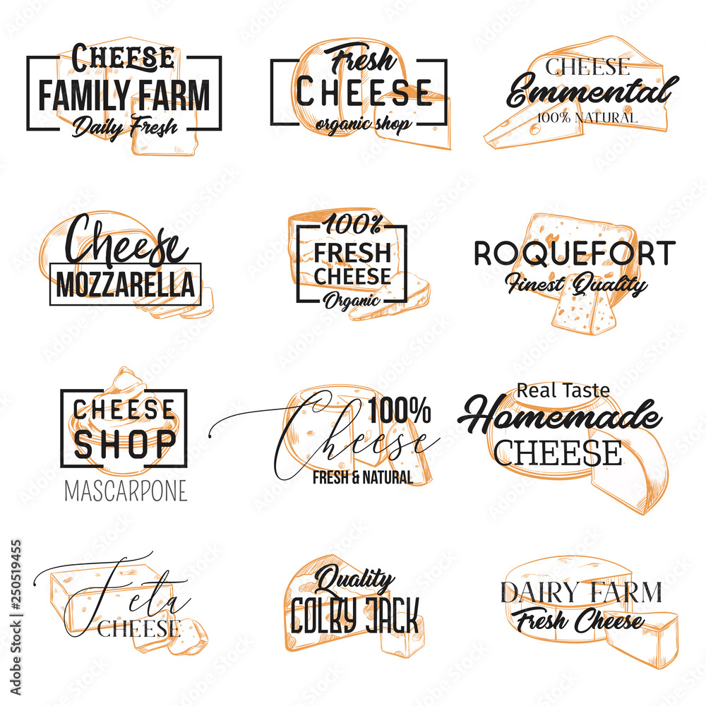 Sketch banners with sliced cheese