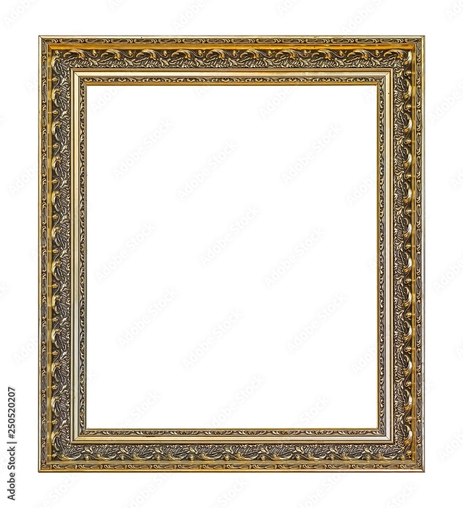 Golden frame for paintings, mirrors or photo isolated on white background Golden frame for paintings, mirrors or photo isolated on white background