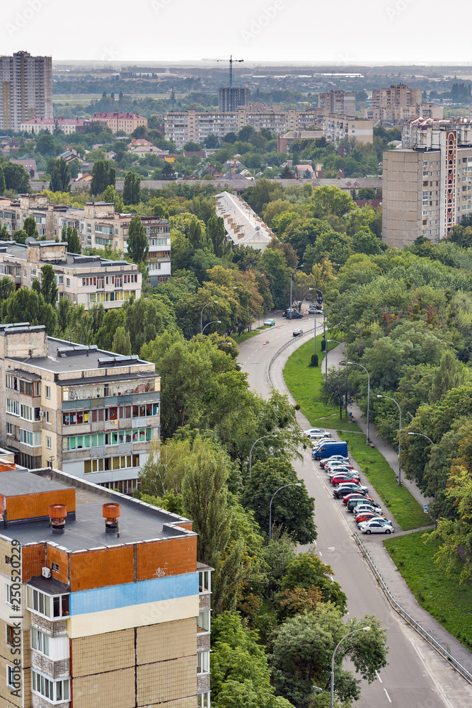 Fototapeta premium Kiev street in residential district, Ukraine.