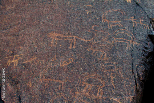 archaeological and graffiti on stones in a town called afif is a city in central Saudi Arabia photo