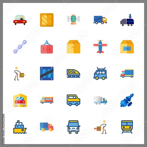 25 cargo icon. Vector illustration cargo set. delivery truck and freight forwarding icons for cargo works