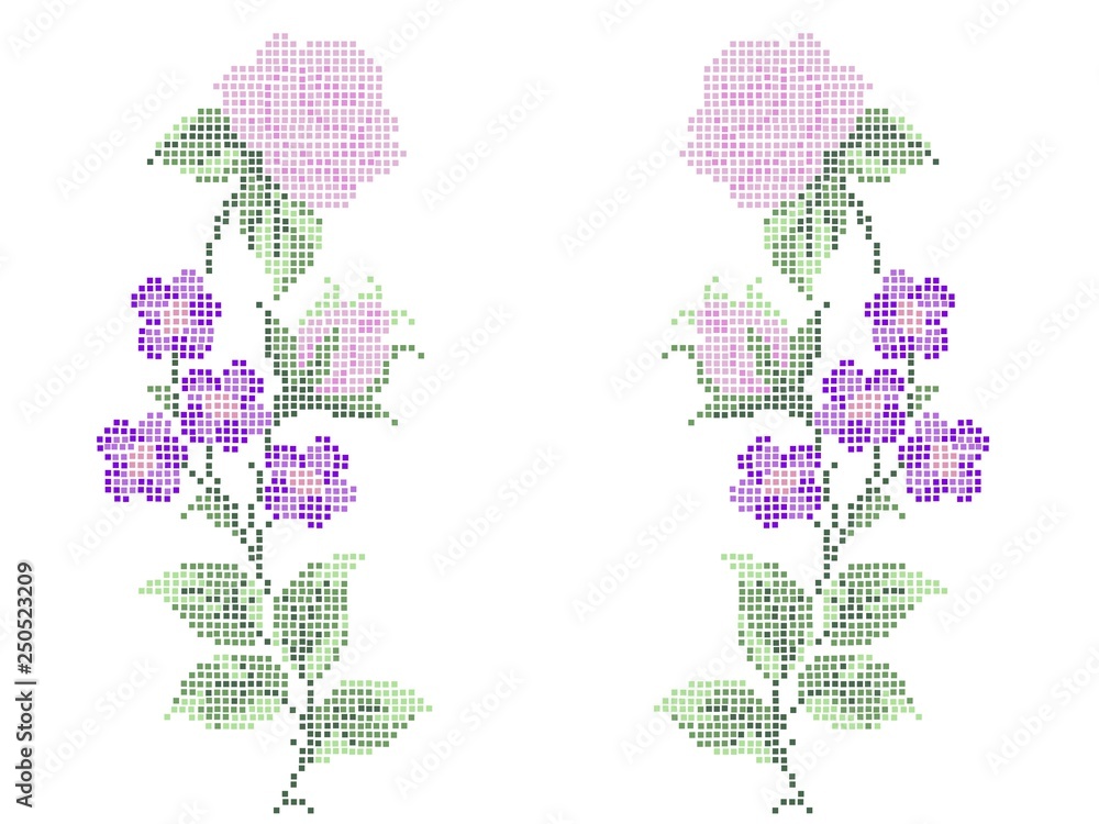 Punto de cruz, flores, rosa, bordado Stock Illustration | Adobe Stock