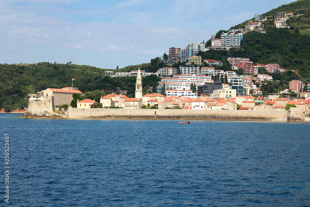 View of old Budva from sea. Montenegro