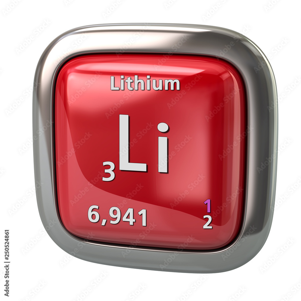 Li Element Texture Lithium Li chemical element from the periodic table red icon 3d ...