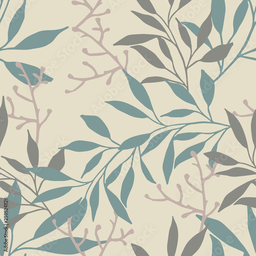 seamless autumn leaves and branches pattern design