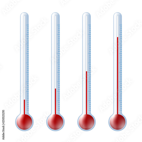 Beautiful realistic colorful thermometer growth chart vector on white background.