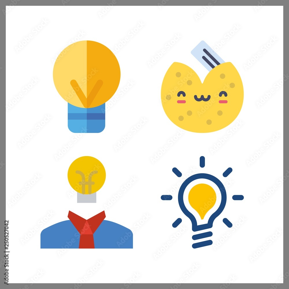 4 metaphor icon. Vector illustration metaphor set. fortune cookie and idea icons for metaphor works 4 metaphor icon. Vector illustration metaphor set. fortune cookie and idea icons for metaphor works