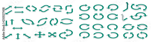 Isometric big set of Arrows. Infographic blue arrows. Vector isolated illustration