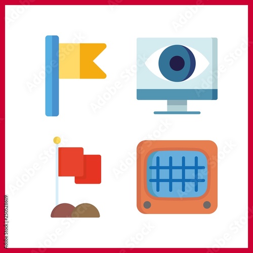 4 government icon. Vector illustration government set. monitoring and monitor icons for government works