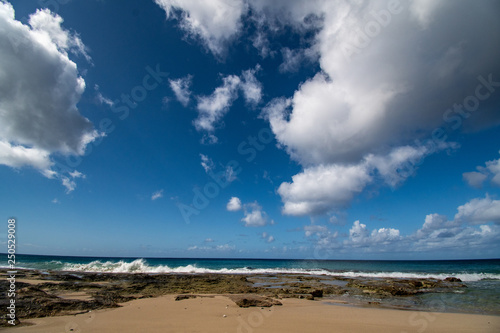 Hawaii Oahu Makua beach with clouds