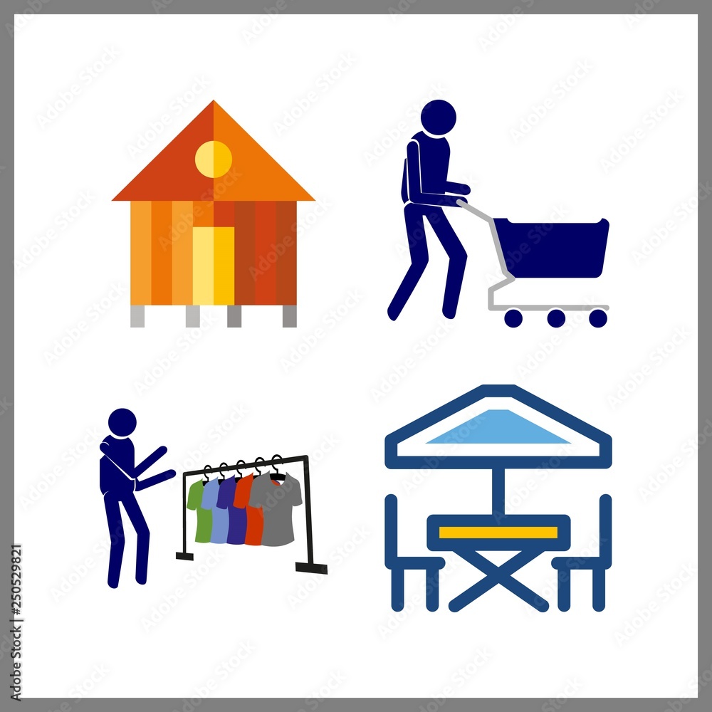 4 estate icon. Vector illustration estate set. terrace and buyer icons for estate works 4 estate icon. Vector illustration estate set. terrace and buyer icons for estate works