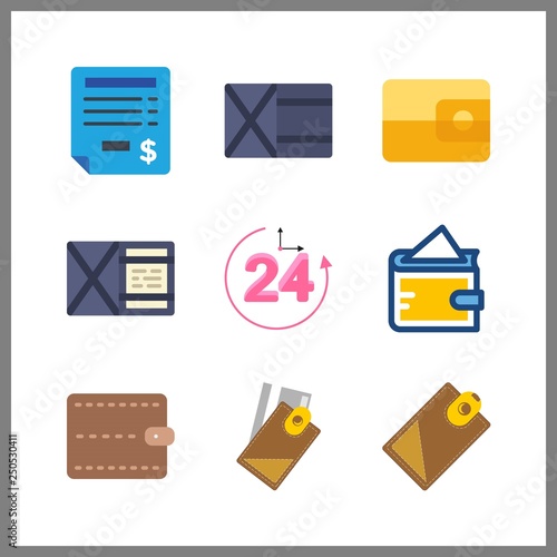 9 debt icon. Vector illustration debt set. wallet and repayment icons for debt works