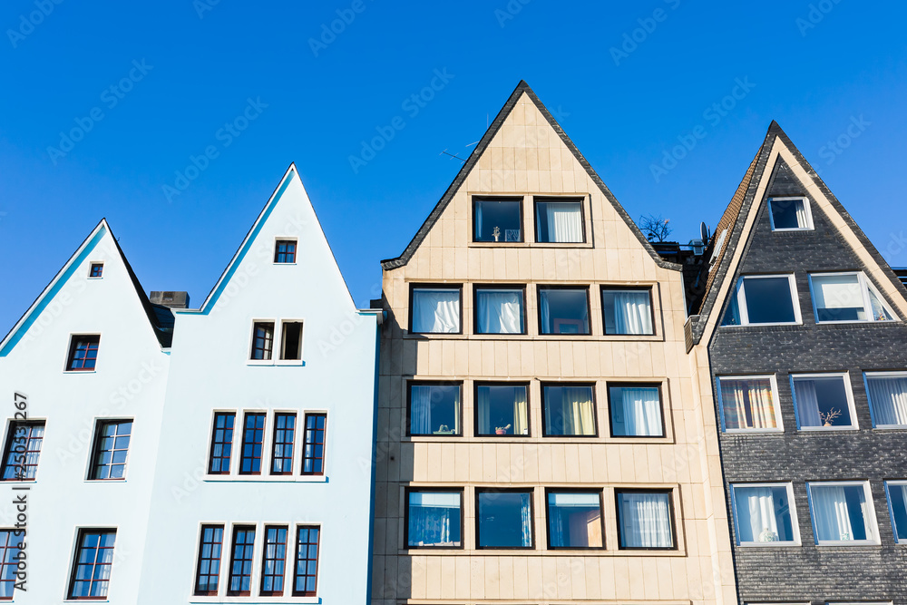 gable fronts of houses in the historical old town of Cologne, Germany