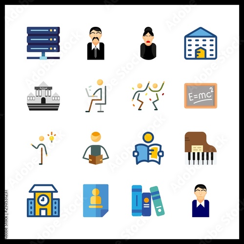 16 learning icon. Vector illustration learning set. skype and curriculum icons for learning works