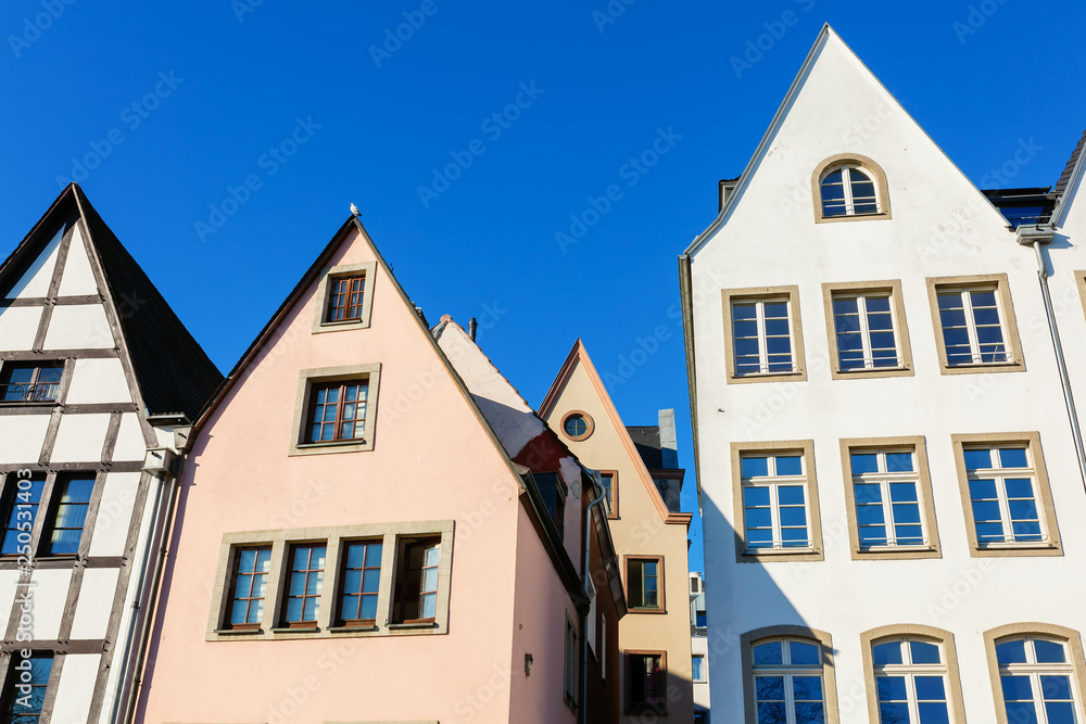 gable fronts of houses in the historical old town of Cologne, Germany