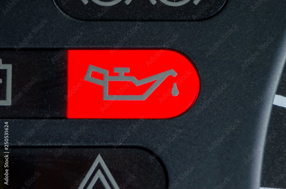 Screen symbols battery and Oil lamp warning light incar dashboard