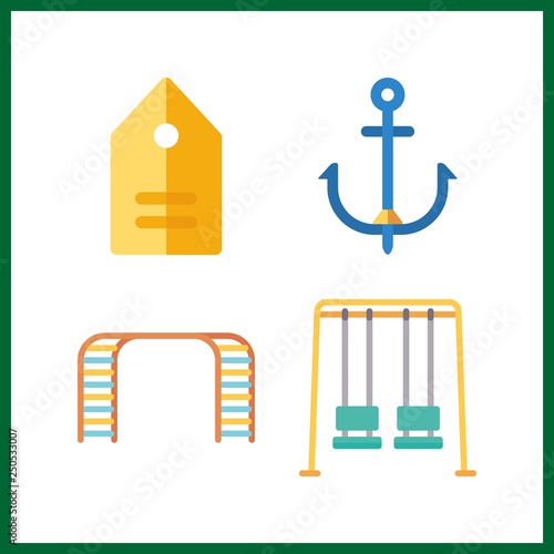 4 rope icon. Vector illustration rope set. anchor and swing icons for rope works