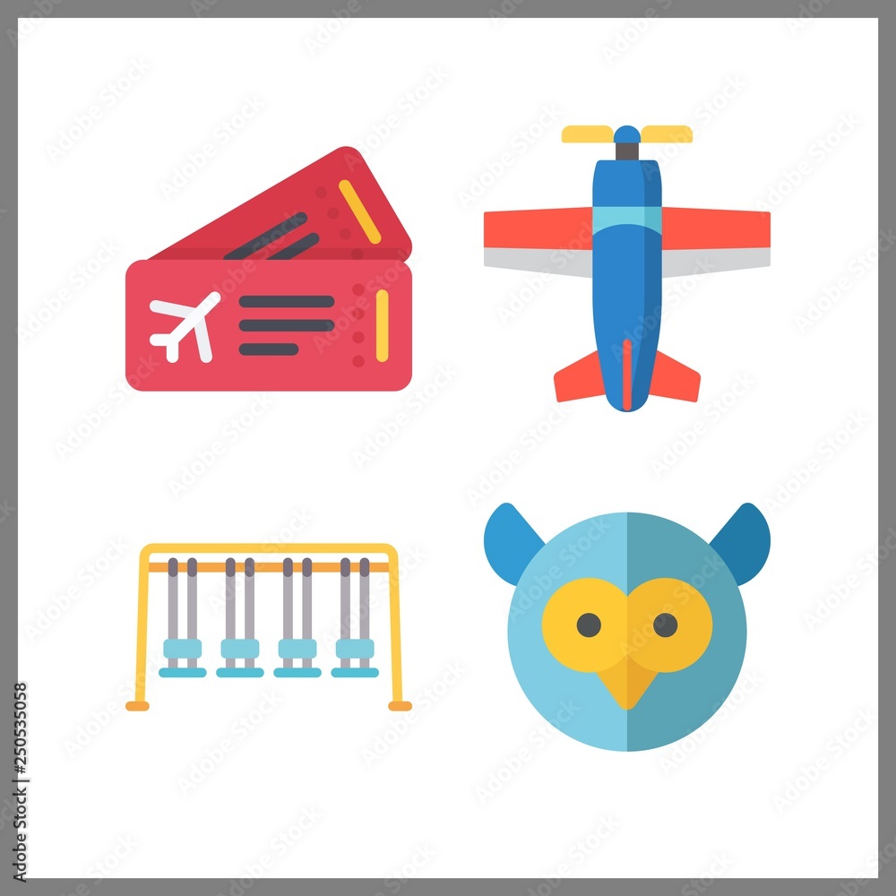 4 fly icon. Vector illustration fly set. owl and swings icons for fly works 4 fly icon. Vector illustration fly set. owl and swings icons for fly works