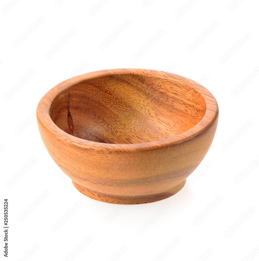 Empty brown wooden bowl isolated on white background Empty brown wooden bowl isolated on white background