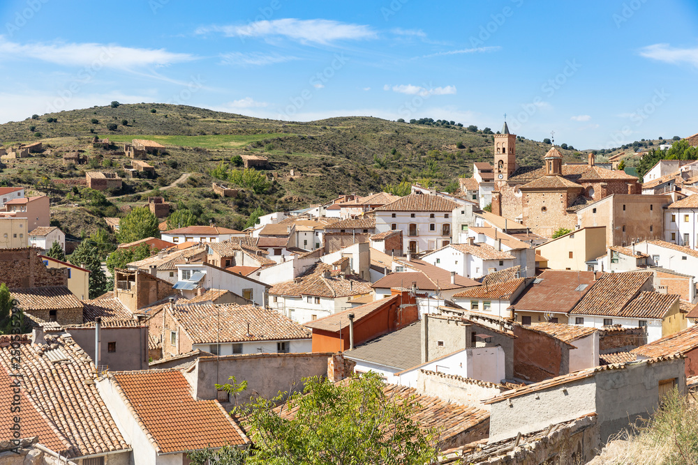 a view over La Hoz de la Vieja village, province of Teruel, Aragon, Spain