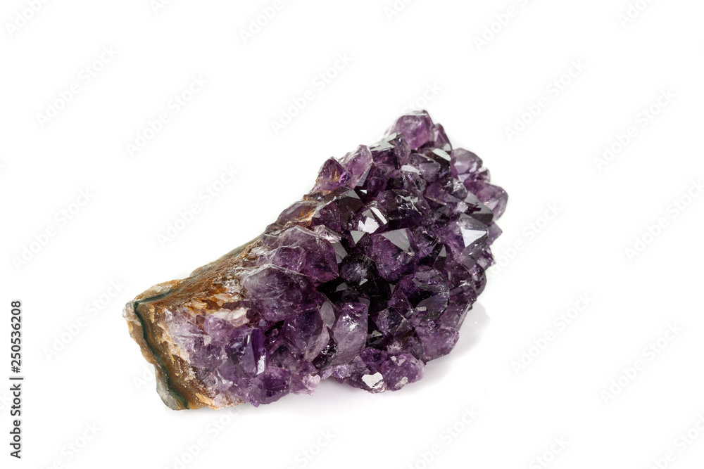 Amethyst Crystal Druse macro mineral on white background close up Amethyst Crystal Druse macro mineral on white background close up