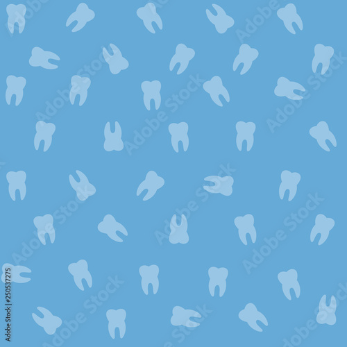seamless flat vector tooth pattern in blue