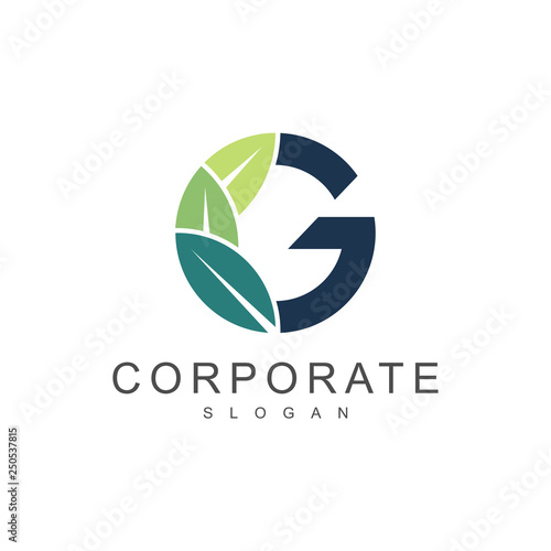 green leaf letter g nature logo template
