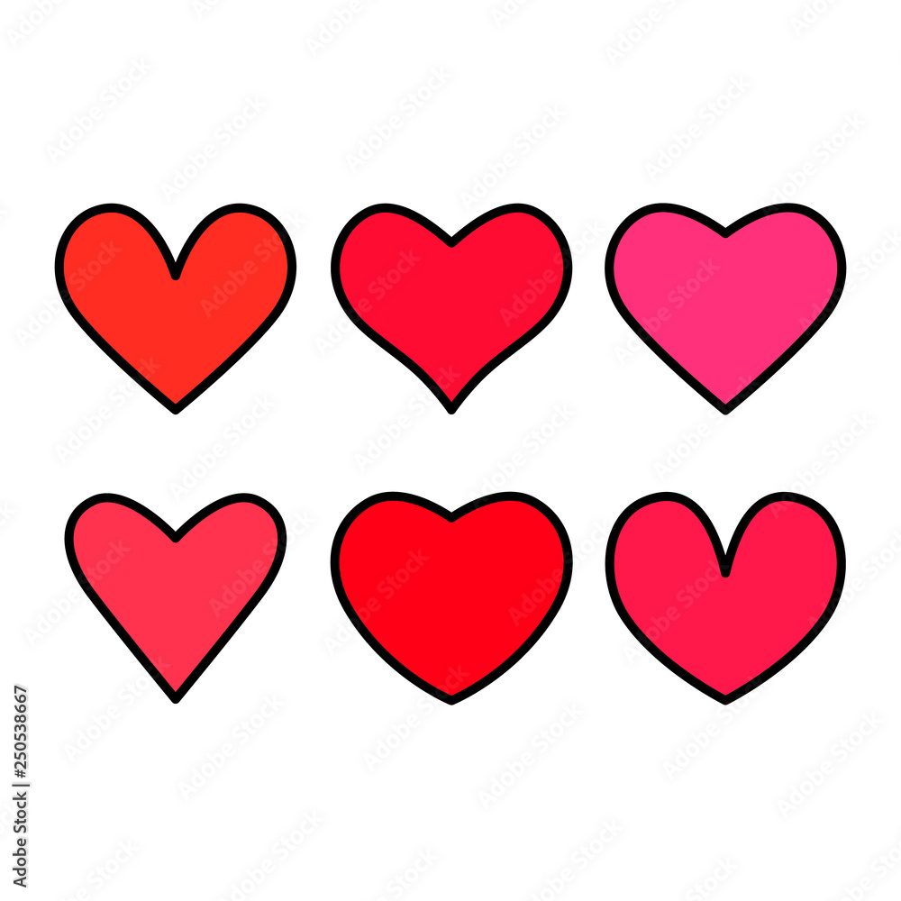 Large set of hearts icons in linear style. flat vector illustration isolated