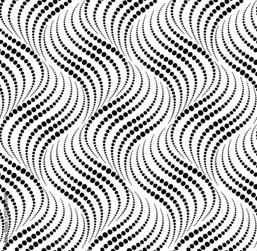 Wavy dotted line seamless pattern. Ornamental wavy texture.