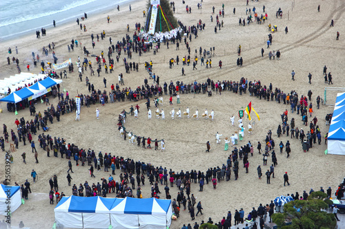 JeongwolDaeboruem the Lunar New Year's Eve event in Gwangalli Beach, Busan, South Korea, Asia