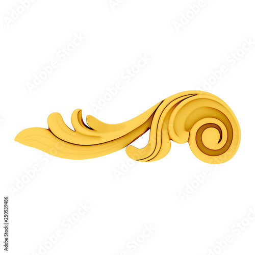 3d render gold colored decor object