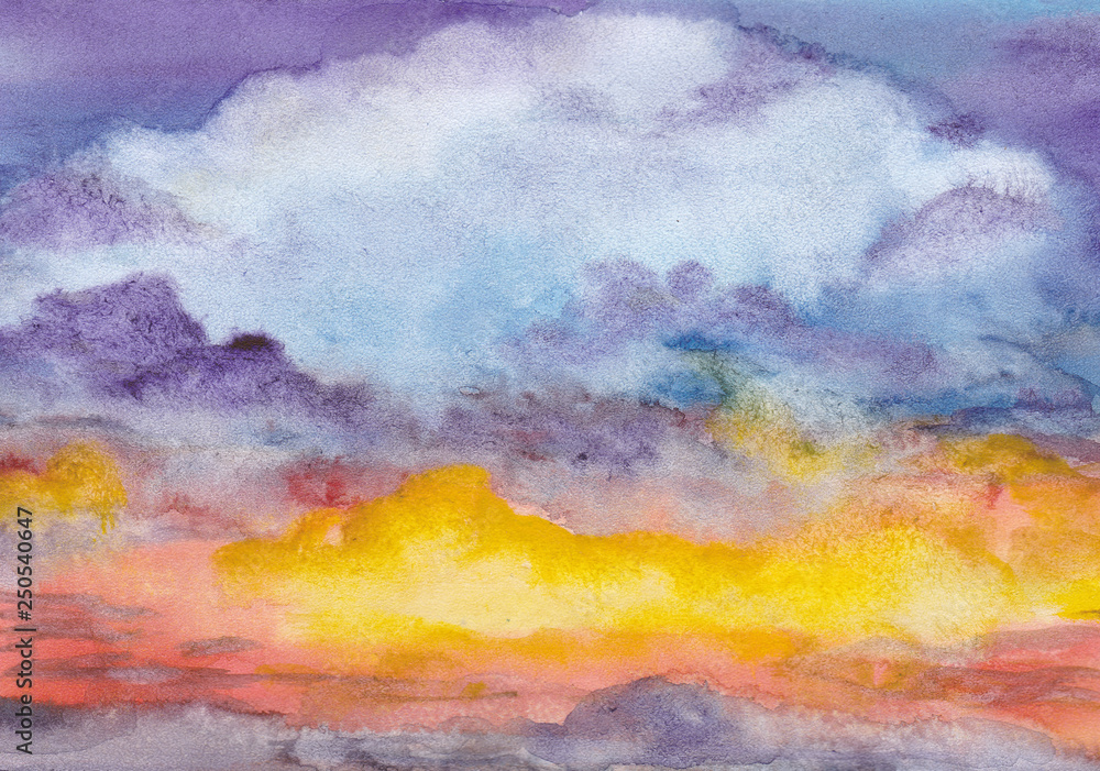 Sunset. Abstract watercolor background