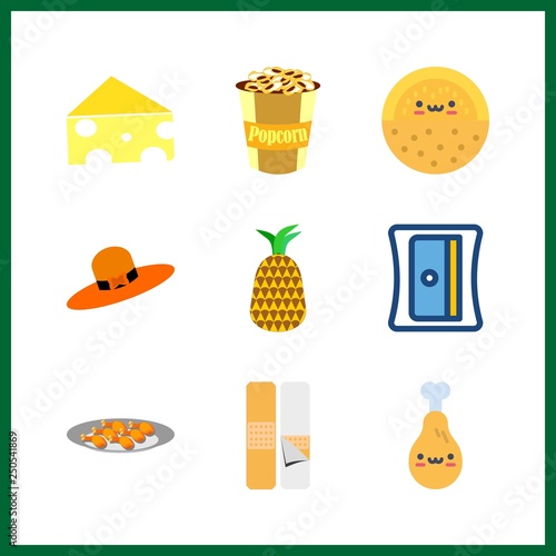 9 cut icon. Vector illustration cut set. sharpener and court plaster icons for cut works