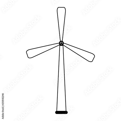 Wind turbine eolic energy in black and white