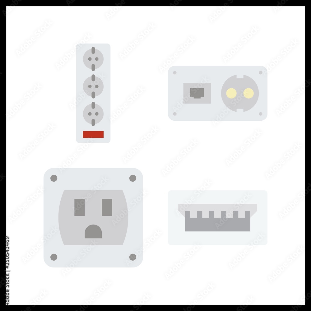 4 plug icon. Vector illustration plug set. socket and usb icons for plug works 4 plug icon. Vector illustration plug set. socket and usb icons for plug works