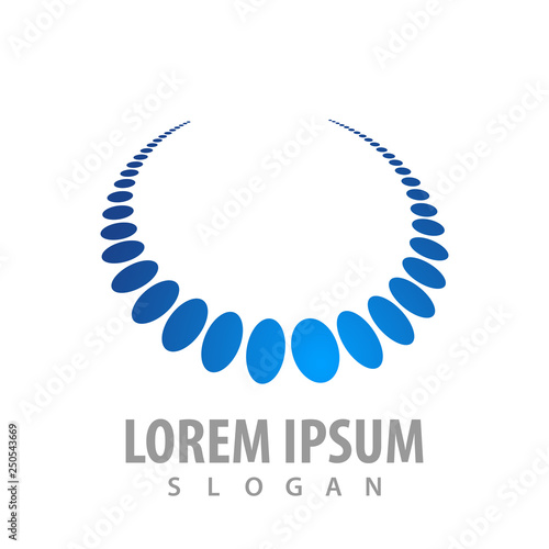 Blue pearl necklace logo concept design. Symbol graphic template element vector