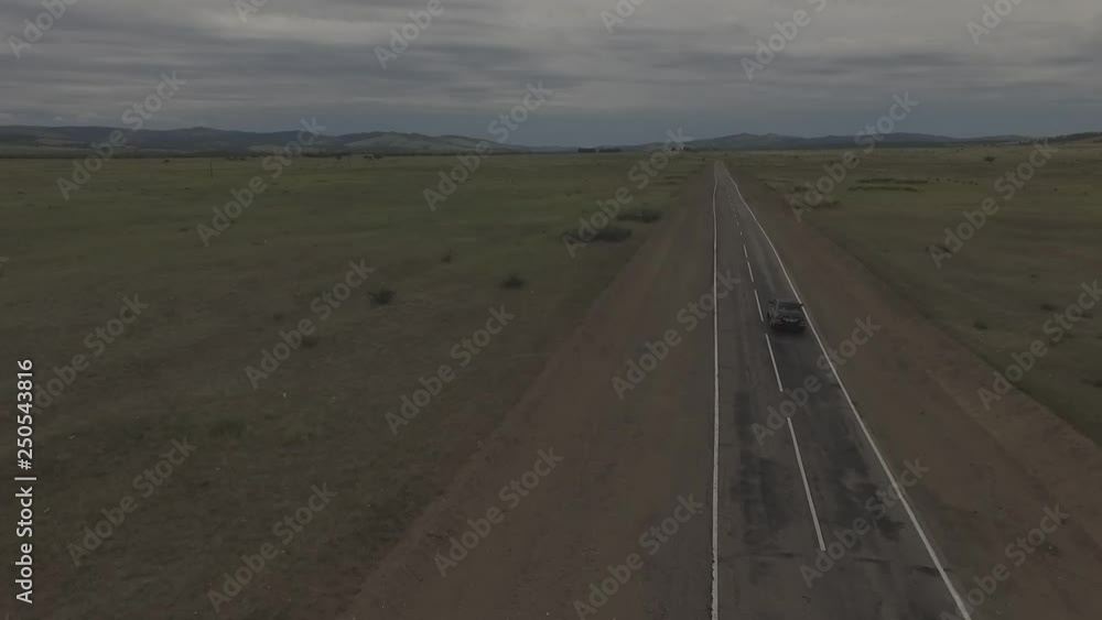 fly over the riding car on highway to south fly over the riding car on highway to south