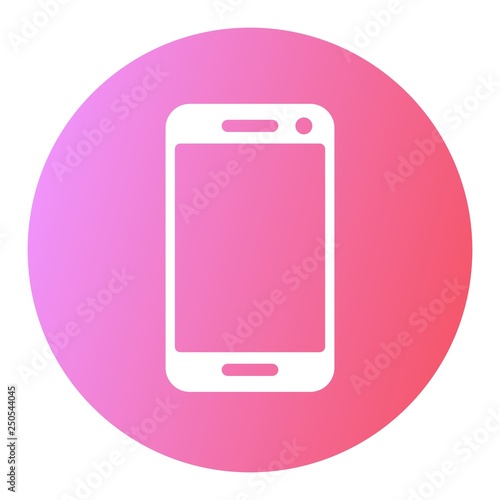 Smartphone silhouette vector icon on color gradient background