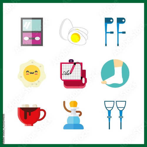 9 broken icon. Vector illustration broken set. sprain and egg icons for broken works
