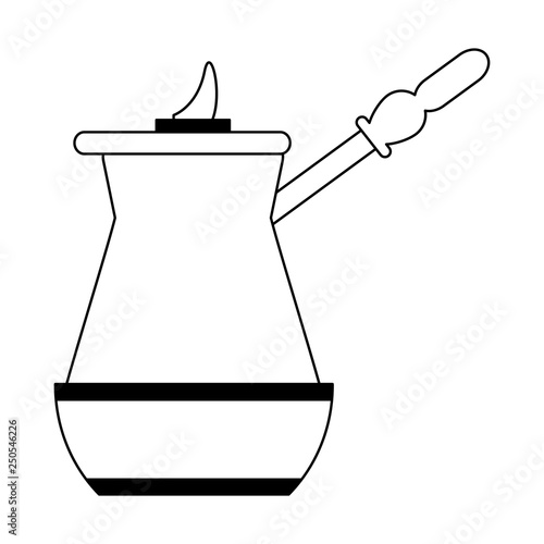 Coffee mocka device symbol in black and white photo