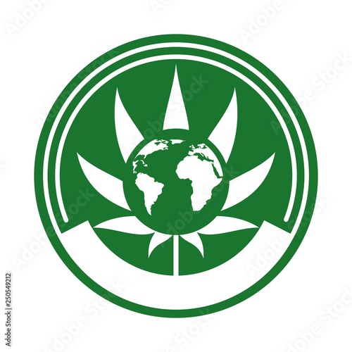 cannabis globe world vector logo