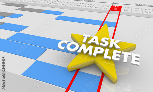 Task Complete Final Project Step Done Gantt Chart 3d Illustration