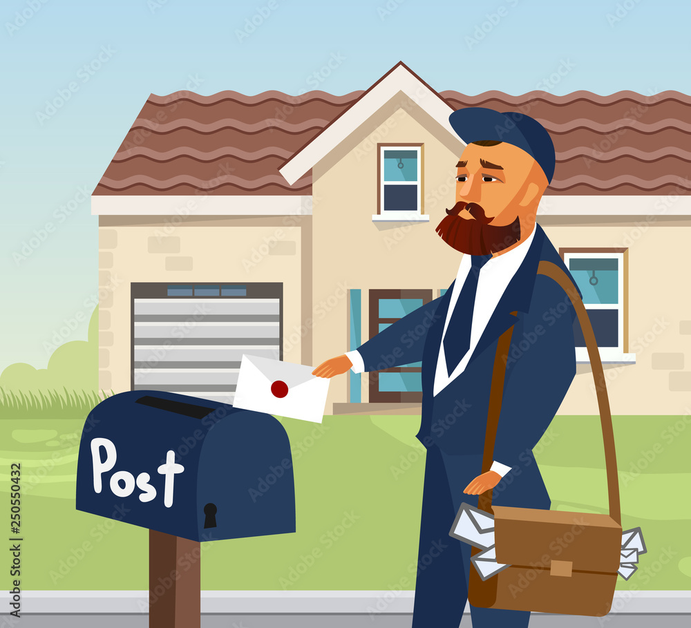 Postman in Professional Uniform Design Element