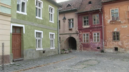 Cobble stoned pavement Sighisoara Transylvania Romania