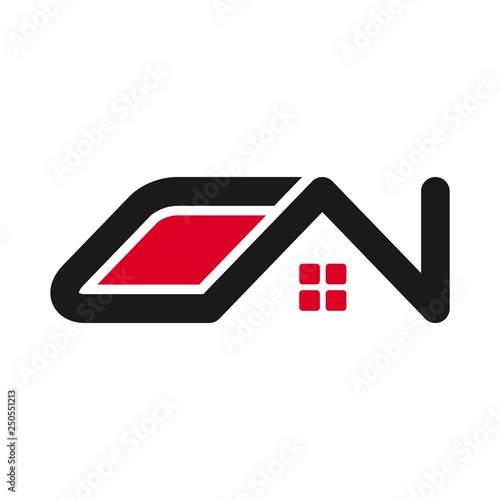 letter C and N vector logo. Roof symbol.