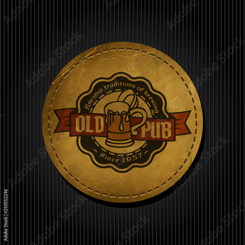 Craft beer brewery logo on round label background