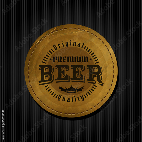 Craft beer brewery logo on round label background